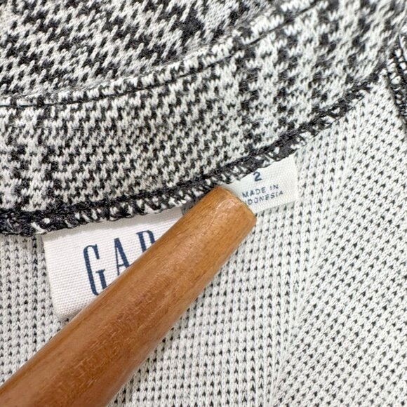 Gap Houndstooth Plaid Fit and Flare Peplum Dress Gray Black Plaid 2 EUC Trumpet - Picture 8 of 16